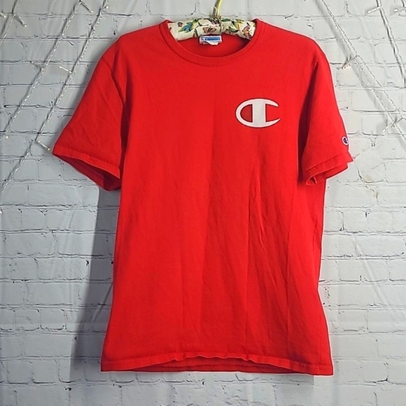 Vintage Y2K Champion Front & Back Logo Spellout Red Tee Tshirt Mens Size Medium - Picture 5 of 15